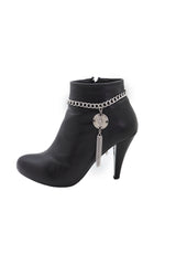 Silver Chain Boot Bracelet Shoe Ethnic Jewelry Tassel Retro Flower Charm