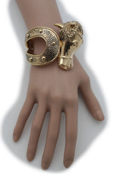 Women Gold Metal Cuff Bracelet Rodeo Horse Fashion Western Jewelry
