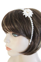 Women Headband Bridal Ivory Pearl Beads Hair Flower