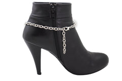 Turquoise Owl Charm Silver Metal Boot Chain