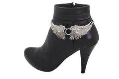 Western Silver Metal Boot Chain Bracelet Shoe Angel Wings Charm Jewelry