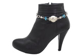 Silver Ball & Blue Beads Metal Chain Boot Strap