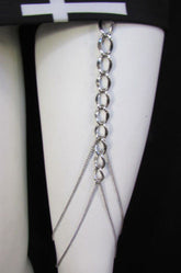 Silver Metal Thick Chains Thigh Leg Garter Long Tassel Body Jewelry
