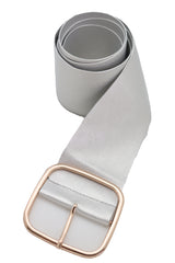Metallic Silver Extra Long Faux Leather Wide Waistband Fashion Belt XS S