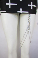 Silver Metal Thick Chains Thigh Leg Garter Long Tassel Body Jewelry