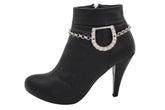 Silver Metal Boot Chain Bracelet Shoe Anklet Western Horseshoe Bling Charm