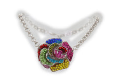 Silver Metal Chain Boot Bracelet Shoe Rose Flower Charm Western Jewelry