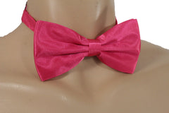 Hot Pink Fabric Neck Bow Tie Fabric Tuxedo Costume Men Women Teens And Kids