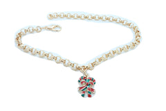 Women Gold Metal Boot Chain Bracelet Christmas Shoe Candy Cane Charm Jewelry Adjustable Size Band