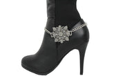 Women Stylish Boot Bracelet Antique Silver Metal Chain Shoe Bling Flower Charm