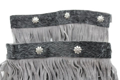 Fabric Long Faux Suede Leather Fringes Knee High Winter Boot Toppers