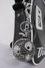 Big Silver Bird Metal Key Chain Wallet Charm Black Angry Boom Rhinestones Large - alwaystyle4you - 3