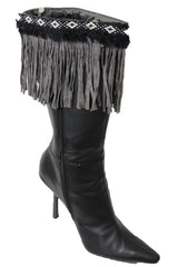 Diamond Accent Pattern Long Fringe Boots Toppers