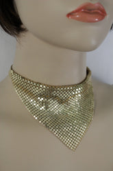 Women Black Gold Mesh Jewelry Short Choker Necklace Bandana