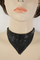 Women Black Gold Mesh Jewelry Short Choker Necklace Bandana