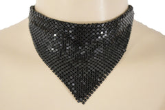 Women Black Gold Mesh Jewelry Short Choker Necklace Bandana