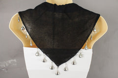 Soft Black Scarf with Silver Drops Beads