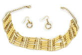 Bohemian Gold Metal Choker Necklace + Earrings Jewelry