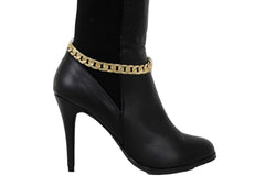 Women Gold Metal Classic Boot Bracelet Chain Anklet Shoe Charm Narrow Band