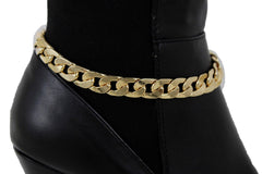 Women Gold Metal Classic Boot Bracelet Chain Anklet Shoe Charm Narrow Band