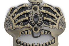 NEW Gold Skeleton Hands Crown Shaped Metal Belt Buckle Men Women Hands Cover Eyes Face