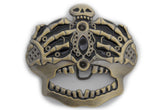 NEW Gold Skeleton Hands Crown Shaped Metal Belt Buckle Men Women Hands Cover Eyes Face