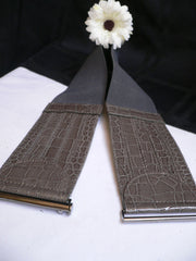 Dark Gray Faux Leather Crocodile Stamp Wide Belt Big Pewter Buckle New Women XXS-M - alwaystyle4you - 3