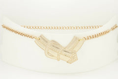 Fun Women Belt Hip High Waist Gold Metal Chain Big Wide Buckle Charm Size XS S M