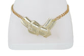 Fun Women Belt Hip High Waist Gold Metal Chain Big Wide Buckle Charm Size XS S M