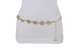 Round Circle Charms Metal Chain Links Narrow Belt