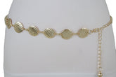 Round Circle Charms Metal Chain Links Narrow Belt