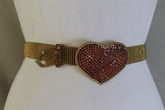 Silver Metal Chain Links Skinny Belt Hip Waist Green Butterfly Charm S M L