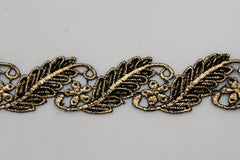 Gold Black Wide Long Leaves Flower Choker Necklace Women Chunky Hip Hop