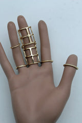 Gold Ivory Metal 5 Rings Set Band Imitation Pearl Beads Ring Women Stylish Jewelry