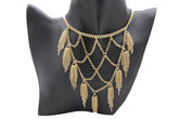 Gold Metal Chains Fringes Tassel Stylish Short Necklace