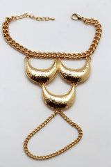 Gold Metal Hand Chain Bracelet Moons Crescent Casual Trendy
