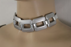 Gold Silver Chunky Chain Thick Links Short Choker Necklace