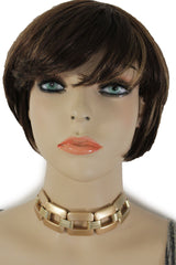 Gold Silver Chunky Chain Thick Links Short Choker Necklace