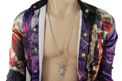 Crucified Jesus Christ Religious Pendant Metal Chain Long Necklace