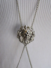 Lion Head Charm Harness Metal Body Chain