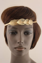 Gold Silver Metal Head Band Chain Big Leaves Lady Hair Headband