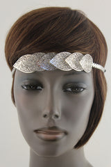 Gold Silver Metal Head Band Chain Big Leaves Lady Hair Headband