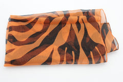 Green Orange Black Neck Scarf Fabric Zebra Animal Print Pocket Square