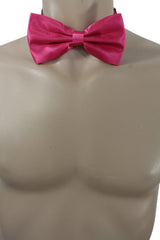 Hot Pink Fabric Neck Bow Tie Fabric Tuxedo Costume Men Women Teens And Kids
