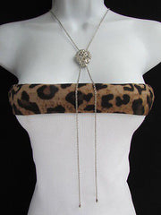 WOMEN SILVER CHAINS FASHION NECKLACE LION HEAD PENDANT 1"/1" EXTRA LONG 22" DROP - alwaystyle4you - 1