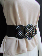 Black Blue Blue Royal Red White Low Hip / High Waist Stretch Wide Elastic White Polka Dots Stretch Belt New Women Fashion Accessories - alwaystyle4you - 11
