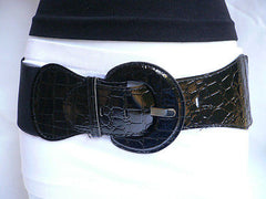 Women Hip High Waist Stretch Wide Black Fashion Belt Plus Sizes: M L Xl - alwaystyle4you - 4