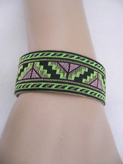 Gold Metal Cuff African Drawing Bracelet Green Color Adjustable Women Fashion Jewelry Accessories - alwaystyle4you - 1