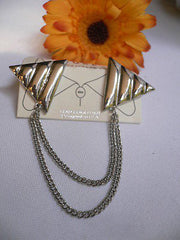 Men Women Silver Triangle Shirt Collar Blouse Tip Chains Rivet Pins Western Punk - alwaystyle4you - 2