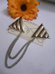 Men Women Silver Triangle Shirt Collar Blouse Tip Chains Rivet Pins Western Punk - alwaystyle4you - 4